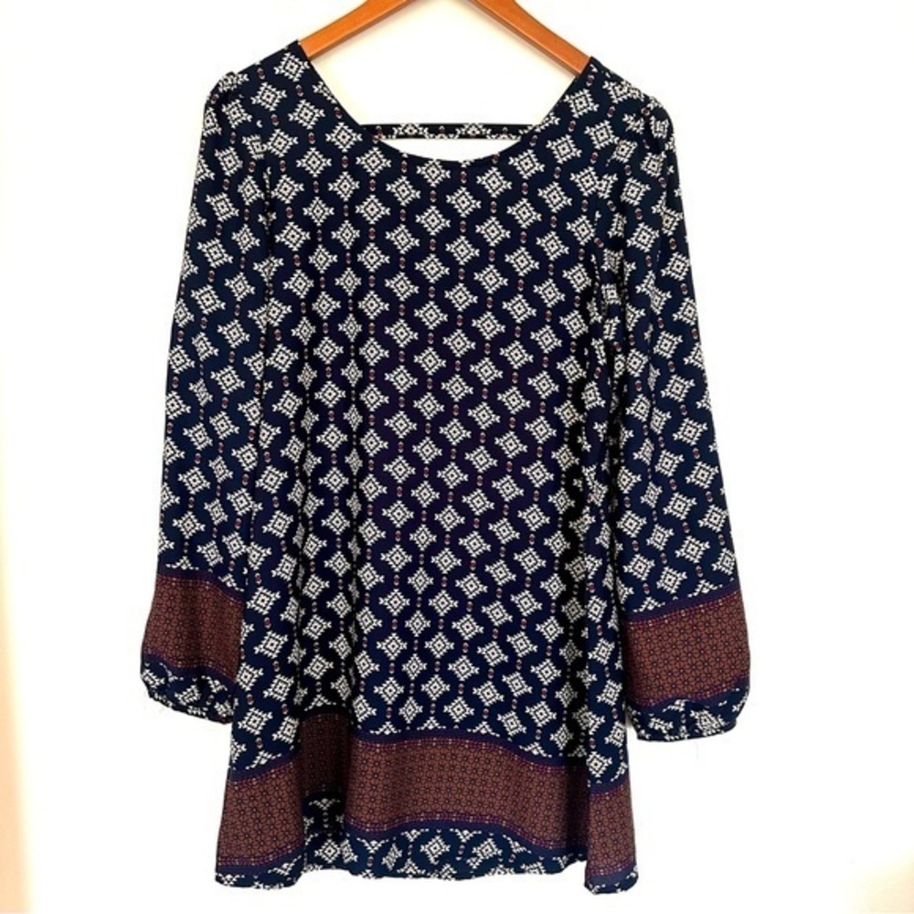 Altar’d State Navy White Aztec Geometric Pattern Dress Size Medium